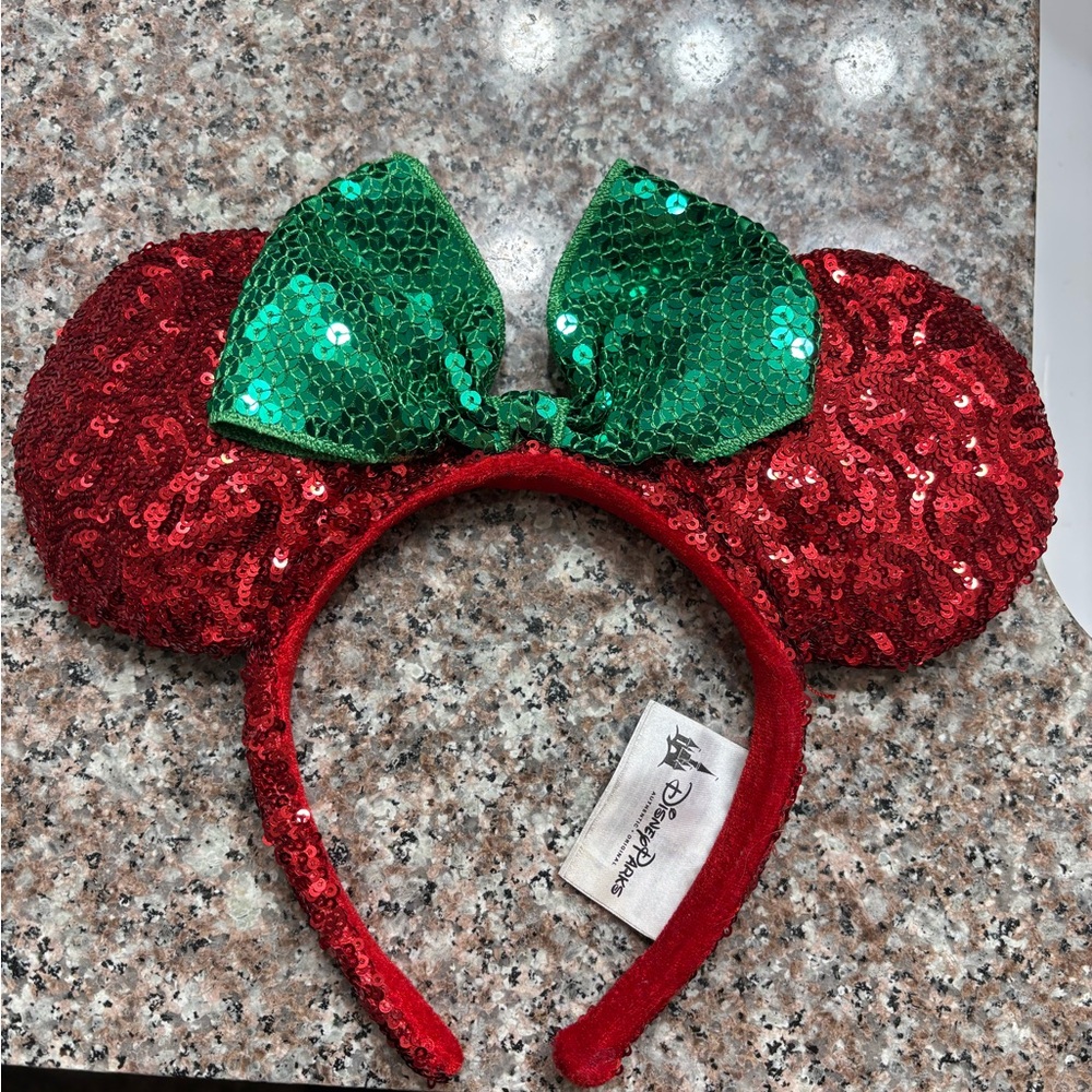 Disney Red and Green Sequin Minnie Mouse Ears